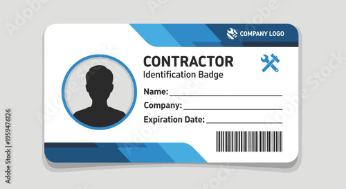 Contractor Identification Badge Card Closeup.