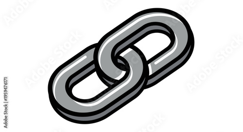 Gray metal chain link closeup.