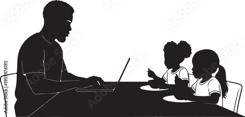 Proud black parents standing with son in graduation gown and cap holding diploma certificate success flat vector illustration