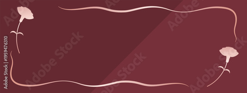高級感のあるカーネーションのバナー背景　ボルドー＆ピンクゴールド