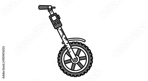 Unicycle with black tire and seat.