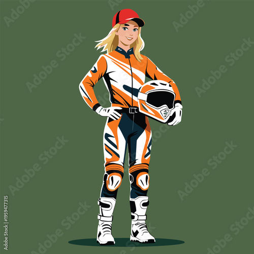 anime vector image of a woman playing motocross