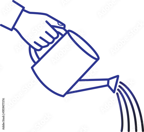 A hand holding a watering can pouring water