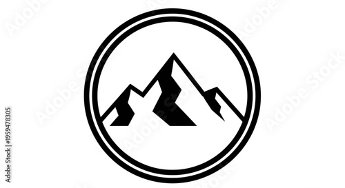 Free Download Stylized black mountain peaks within a double-lined circle - GFXLoad