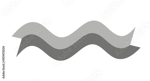Three overlapping wavy bands in varying shades of grey