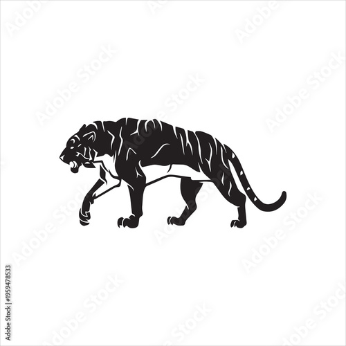  Tiger Aggression Silhouette, Large Predator Cat Family