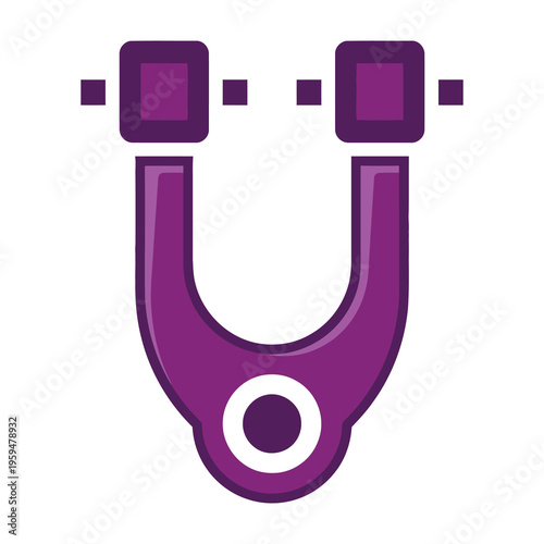 Purple horseshoe magnet icon with magnetic field illustration