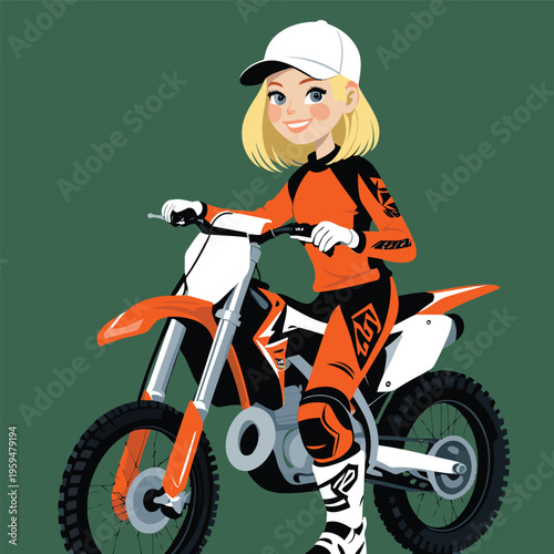 anime vector image of a woman playing motocross