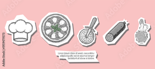 Pizza Making Ingredients and Tools Sticker Set