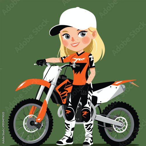 anime vector image of a woman playing motocross