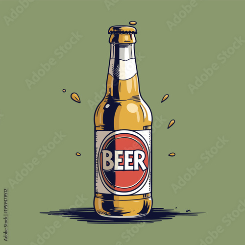 Beer bottle vector image