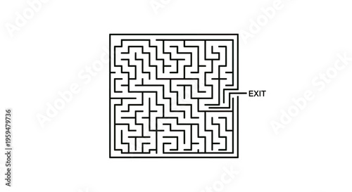 Square maze with complex paths and an "EXIT" sign on the right