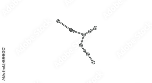 A minimalist line drawing of a linked structure with circular joints on a white background