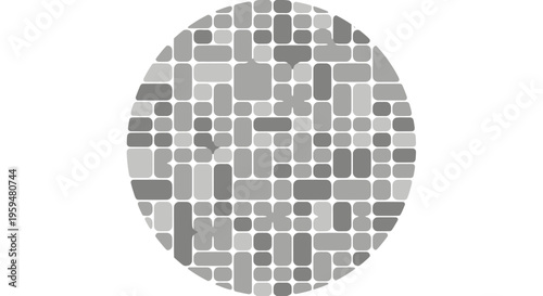 Obraz na plátně Oval shape composed of various sized gray rounded rectangles