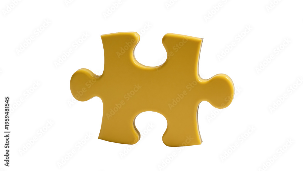 Obraz premium Single vibrant yellow jigsaw piece representing unity, teamwork, and solution concept.
