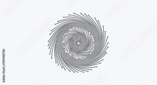 Intricate spiral vortex pattern formed by numerous curved lines and circular endpoints
