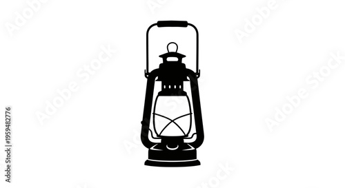 Silhouette of a vintage oil lantern with a wire handle
