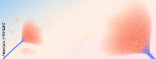 Grainy gentle red coral flower with gradient noise on dotwork background. Gentle blurred poppy with dust for cosmetic beauty banner. Floral vector with ethereal speckle and diffused coral tones.