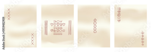 Beige gradient wavy background set in ivory cream for spa poster. A warm blend gradient on a beige folk frame as a soft vector banner. Gentle doodle marks and pastel tones add a calm natural feel.