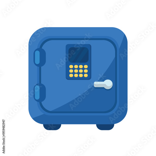 Safe icon vector illustration, blue safe box with keypad security vault illustration, safe clip art, clip art safe, financial security concept vector illustration, isolated on white backgroun