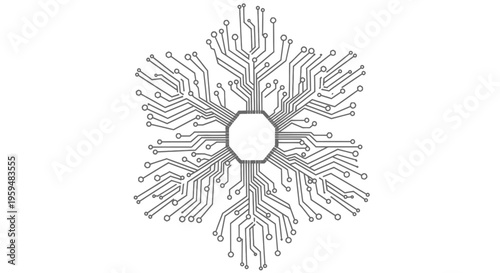 Digital snowflake circuit board pattern
