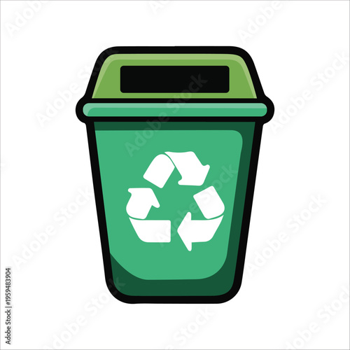 Eco-Friendly Green Recycle Bin Icon with Universal Recycling Symbol