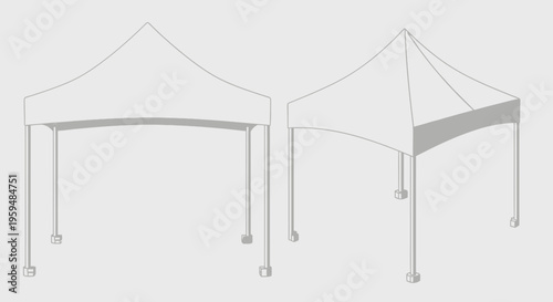 White Blank Pop-up Canopy Tent Mockup Set for Trade Shows and Outdoor Events, Folding Gazebo Marquee Illustration for Branding and Marketing