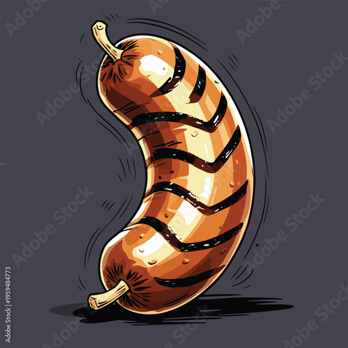 flat vector image of grilled sausage