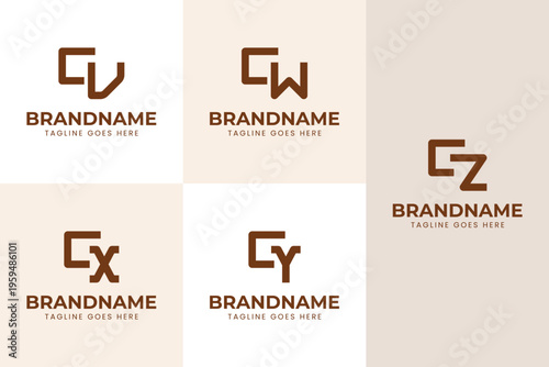 Letters CV CW CX CY CZ Monogram Logo Set, for any brand with VC WC XC YC ZC initials