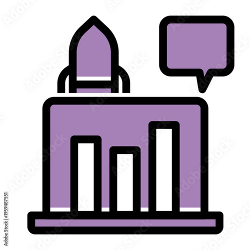 Business Launch Presentation Performance icon from the Digital Business icon collection (Glyph Color Lineal Style)