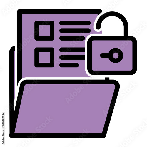 Encrypted Data Protection Folder icon from the Digital Business icon collection (Glyph Color Lineal Style)