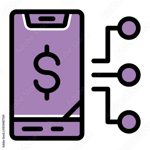 Mobile Finance Digital Business icon from the Digital Business icon collection (Glyph Color Lineal Style)
