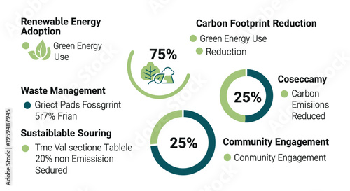 Eco-friendly business infographic, sustainable practices chart, renewable energy adoption graph, carbon footprint reduction metrics
