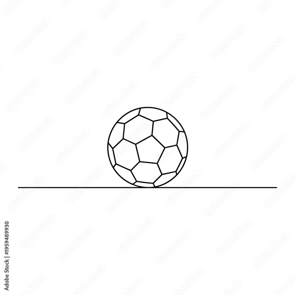 Fototapeta premium Black and white of a soccer ball on a line football 1