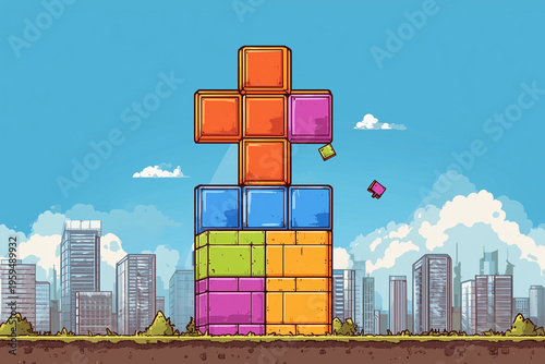puzzle blocks in city
