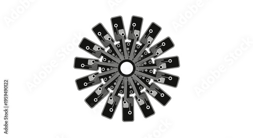 Circular electronic circuit pattern with radiating components