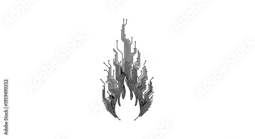 Digital flame created from circuit board traces