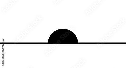 Minimalist black semicircle rising above a thick horizontal line