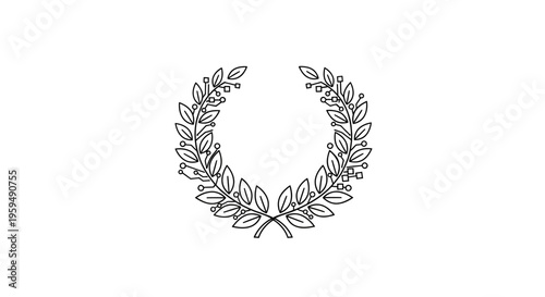 A laurel wreath design with circuit board elements integrated into the leaves