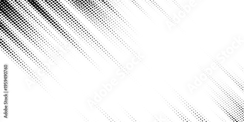Grunge halftone gradient background. Faded grit noise texture. White and black sand wallpaper. Retro pixelated backdrop. Anime or manga style comic overlay. Vector graphic design textured template