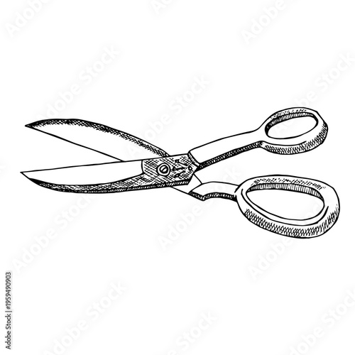 large sartorial scissors - vector - handmade graphics