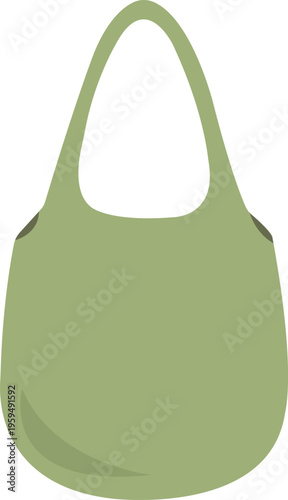 Flat illustration of a modern green tote bag.
