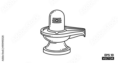 Lord Shiva Lingam Vector Line Art Illustration