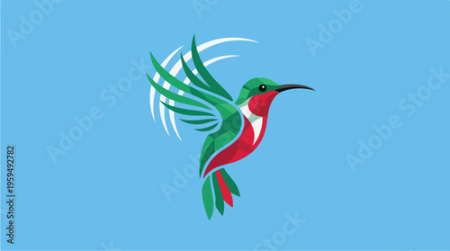 Hummingbird in Flight Illustration 1.