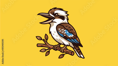 Kookaburra Bird Perched on Branch.