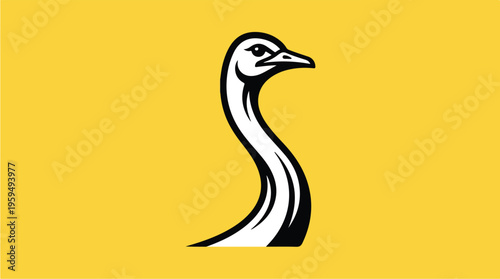 Ostrich Bird Icon Illustration.