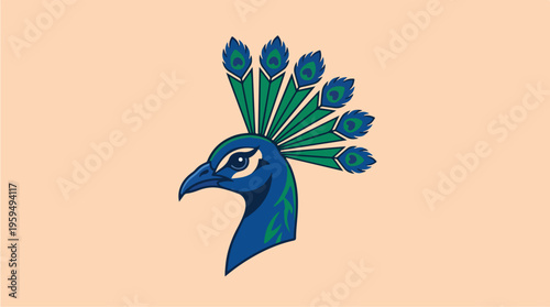 Peacock Bird Head Profile View.