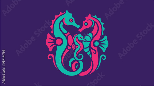 Seahorses in Pink and Blue.