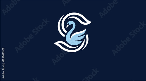 Swan Logo Design Emblem.