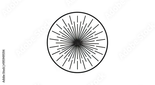 Minimalist circular design with radiating lines emanating from a dark center